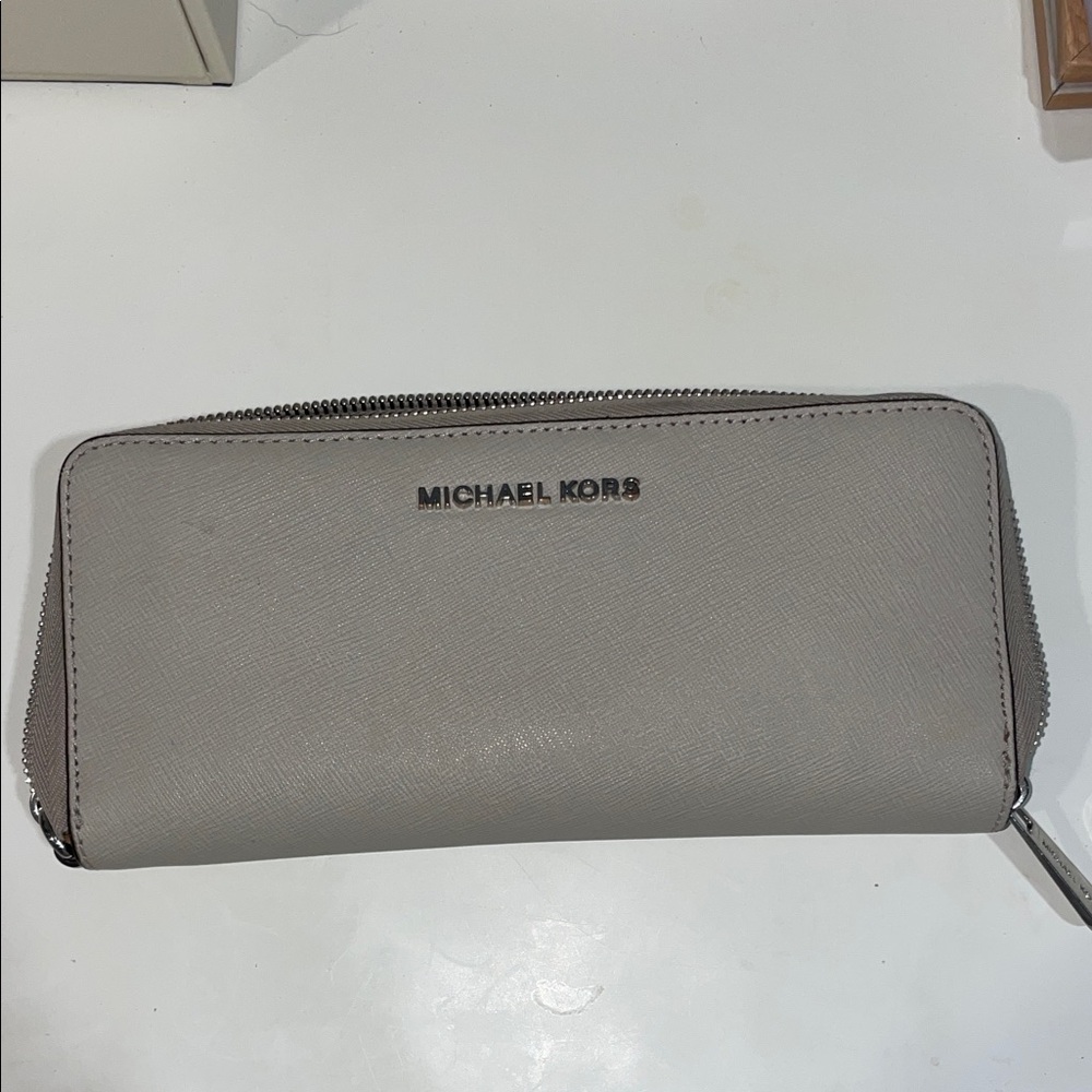 Michael Kors Taupe Zip Wallet